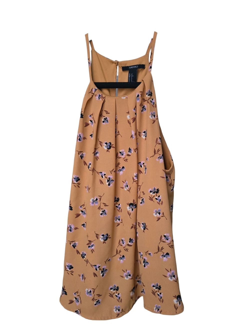 Forever 21 Mustard Floral Midi Dress with Pink & Black Accents
